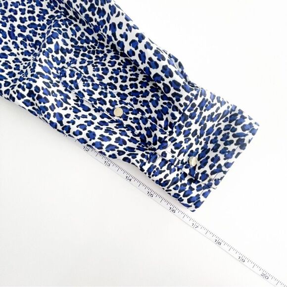 Juicy Couture Blouse Blue Black Leopard Women's M Button Up Long Sleeve Top - Picture 7 of 9